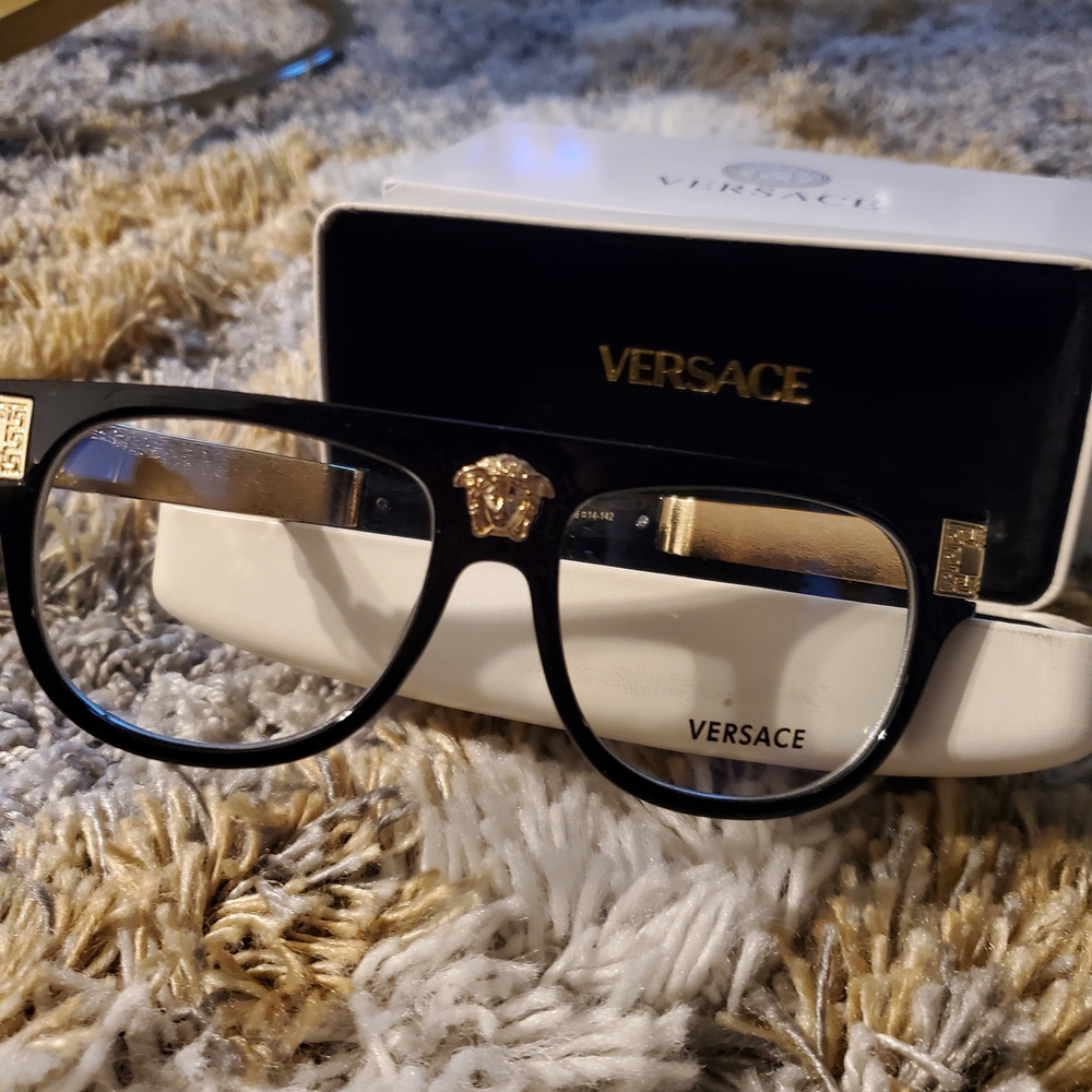 Versace Black Frames with Gold Medusa Accent - Picture 3 of 7